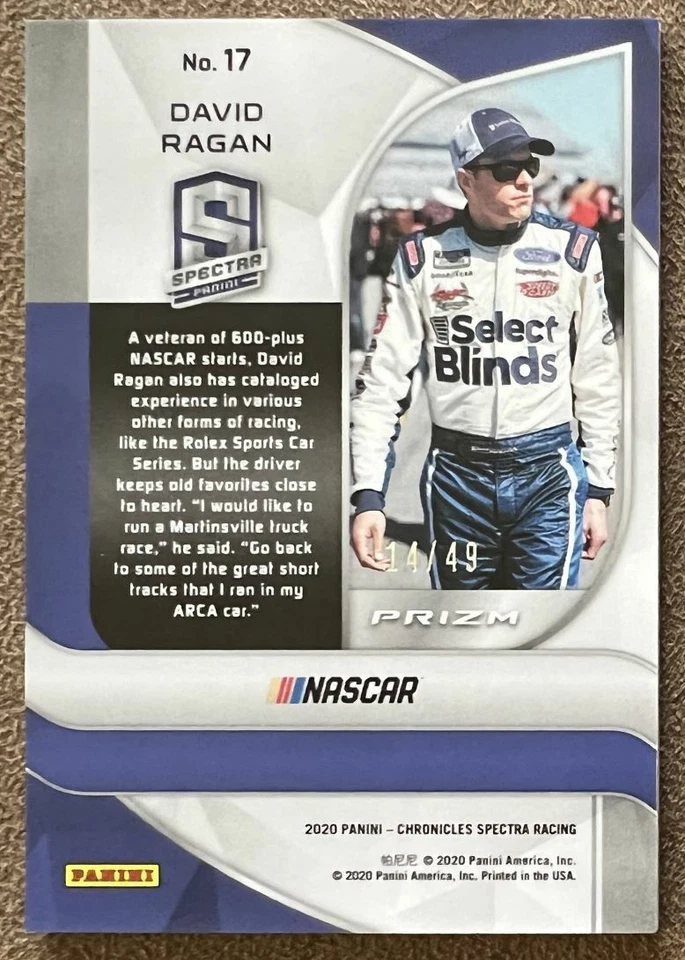 2020 Panini Chronicles Neon Green Kaleidoscope David Ragan /49 #17 Parallel - Image 2 of 2