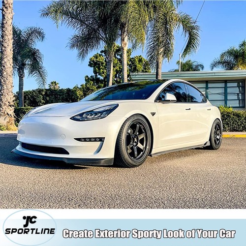 For Tesla Model 3 2017-23 Real Carbon Front Bumper Lip Rear Diffuser Side Skirt - Picture 11 of 12