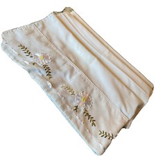 Vintage Embroidered Appliqued Flat Crib Sheet White Daisy Baby Decor 36x40.5 in