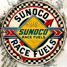 Sunoco Racing Fuels Aluminum Round Weatherproof Sign Funny