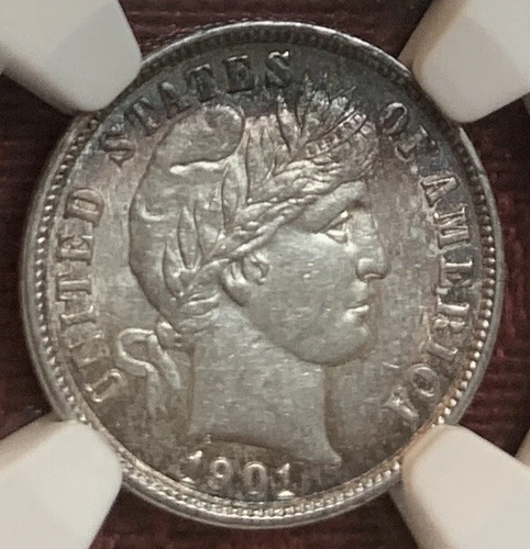 1901 BARBER DIME - NGC UNC DETAILS