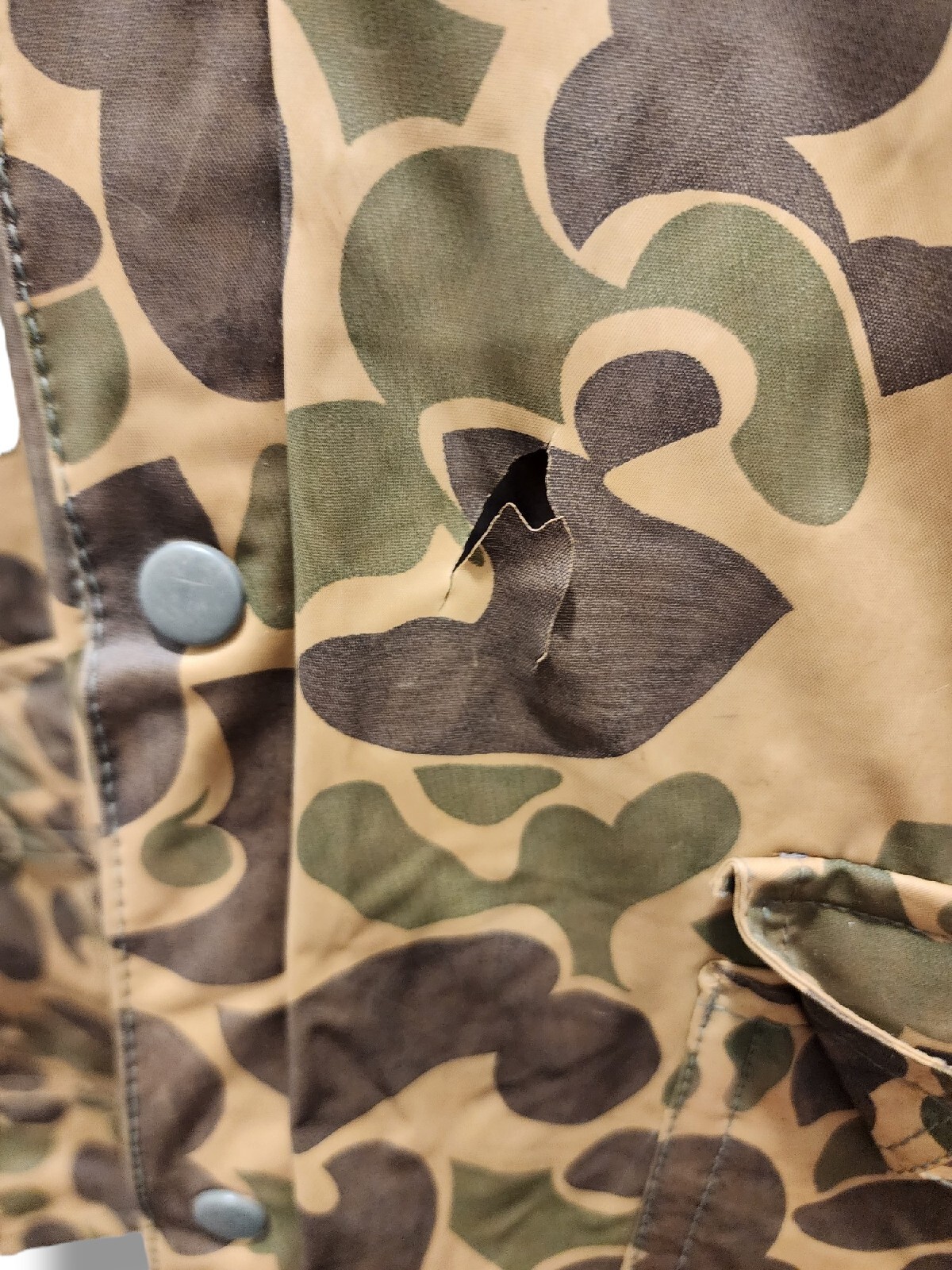 Vintage Seaway Jacket Adult Large Green Camouflage Mens Camo PVC Rain Coat