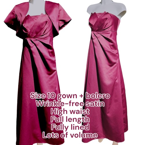 1x worn UK 10 wedding outfit bridesmaids dress/evening gown with matching Bolero - Picture 2 of 24