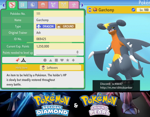 💎Pokemon Brilliant Diamond/Shining Pearl GARCHOMP Ultra Shiny 6IV Jolly