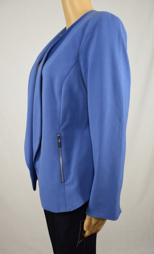 Alfani Womens Perry Blue Open Front Draped Blazer Jacket 8 12 14 - Picture 3 of 4