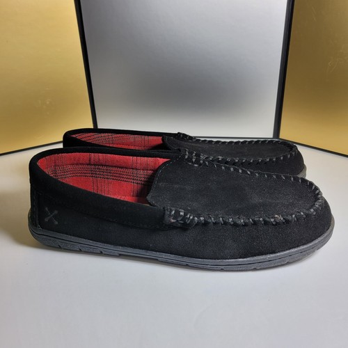 LANDS END MENS SUEDE LEATHER MOCCASIN SLIPPERS SIZE 9 Black eBay