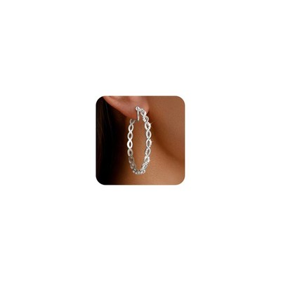 Clip On Hoop Earrings for Women Lightweight  Silver Twisted Clipon Hoop Earin...