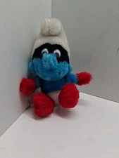Vintage 1983 Wallace Berrie & Co Peyo 7” Masked Smurf Plush Stuffed Animal 80s