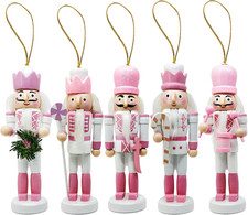 Mini Nutcrackers Figures Wooden Christmas Decor, Hanging Nutcracker Ornaments fo