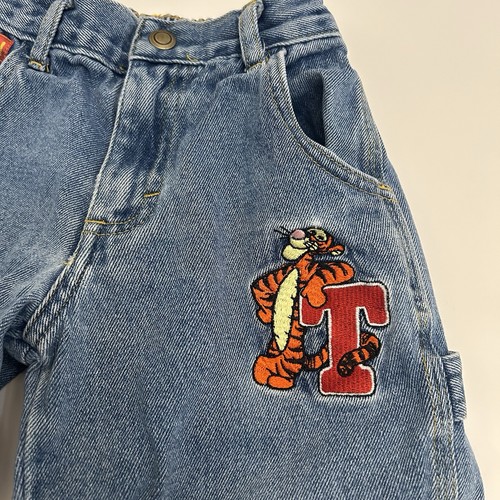 Pantalones de mezclilla estilo carpintero tigre bordados Disney 100 acres talla 3T vintage - Imagen 2 de 9