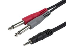 Monoprice 1/8-Inch TRS Male to Dual 1/4-Inch TS Male Cable - 5 Feet - Black, 28A