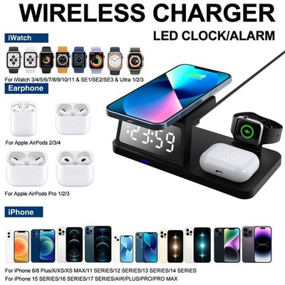 4 In 1 Wireless Charger Station Fast Charging Dock Apple Watch Air Pods iPhone