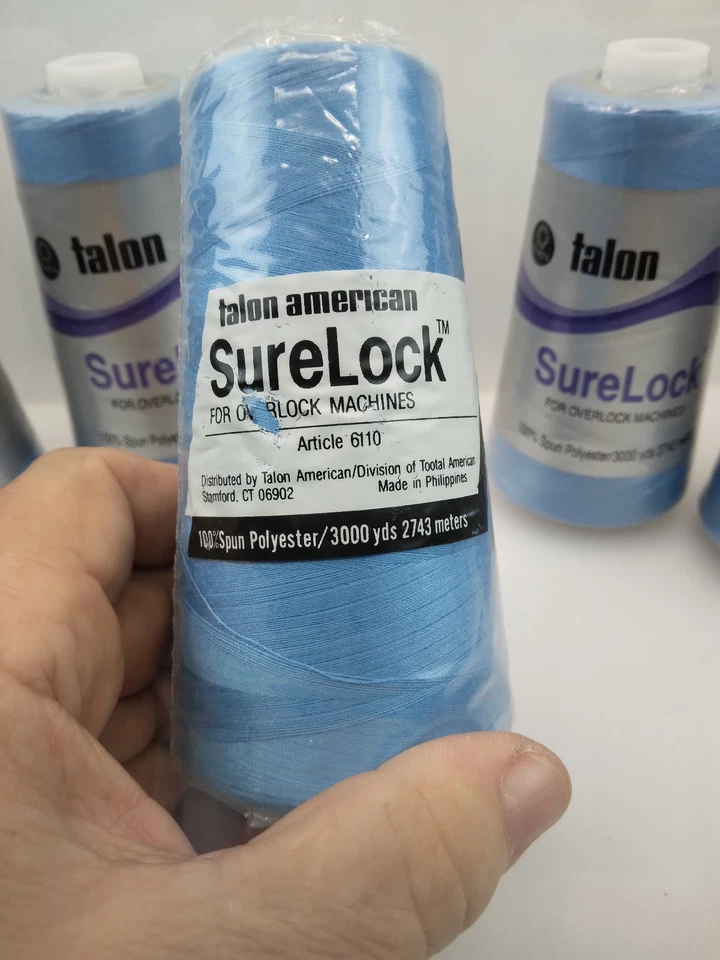 Coats & Clark Talon SureLock Thread Spool, 3000 Yds, Blue color #218 lot of 5 - Image 3 of 4