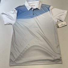 Grand Slam Golf Polo Shirt Men  s M White Blue Gray Short Sleeve UPF 50 New NWT