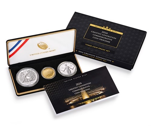 US Mint 2024 Greatest Generation Three Coin Proof Gold & Silver Set - Picture 4 of 12