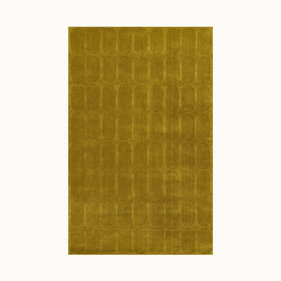 Nordic Ovals Hand Tufted Wool Rug in Mustard Olive for Bedroom Livingroom