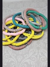 Mystery lot - 10 Heishi bracelets - Polymer Clay Stretch Bracelet Lot - Assorted