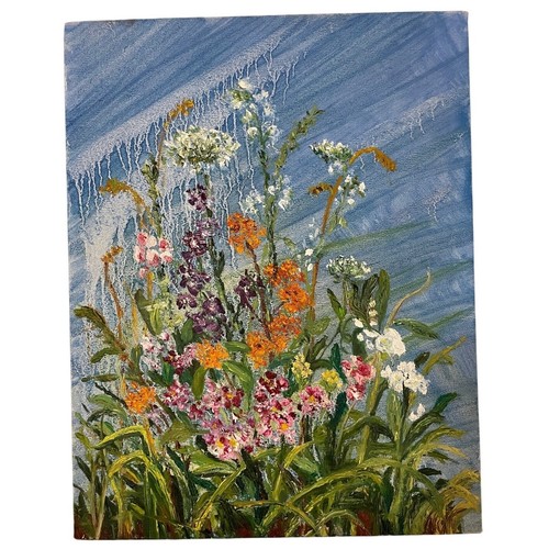 Original Ölgemälde Wildblumen 11" x 14" ungerahmt unsigniert