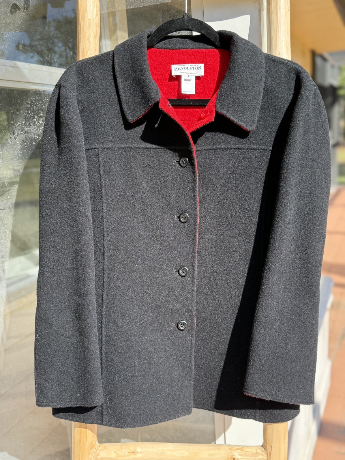 Pendleton Reversible Wool Jacket Black Red Women’… - image 10