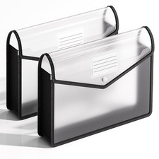 Plastic Expanding File Folder 2 Pack Snap Closure Letter/A4 Size Black