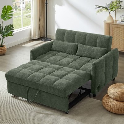 Convertible Loveseat Sofa Bed w/ Adjustable Back and USB Ports for Small Space