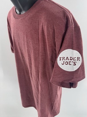 Trader Joe's Crew Employee Maroon T Shirt Logo Dots Size Large