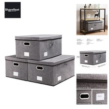 Storage Box with Lid Large, Foldable Linen Fabric Storage Boxes, A...