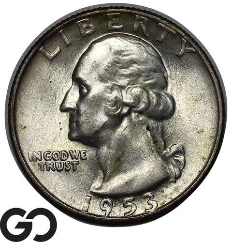 1953-D Washington Quarter, Solid Gem BU++