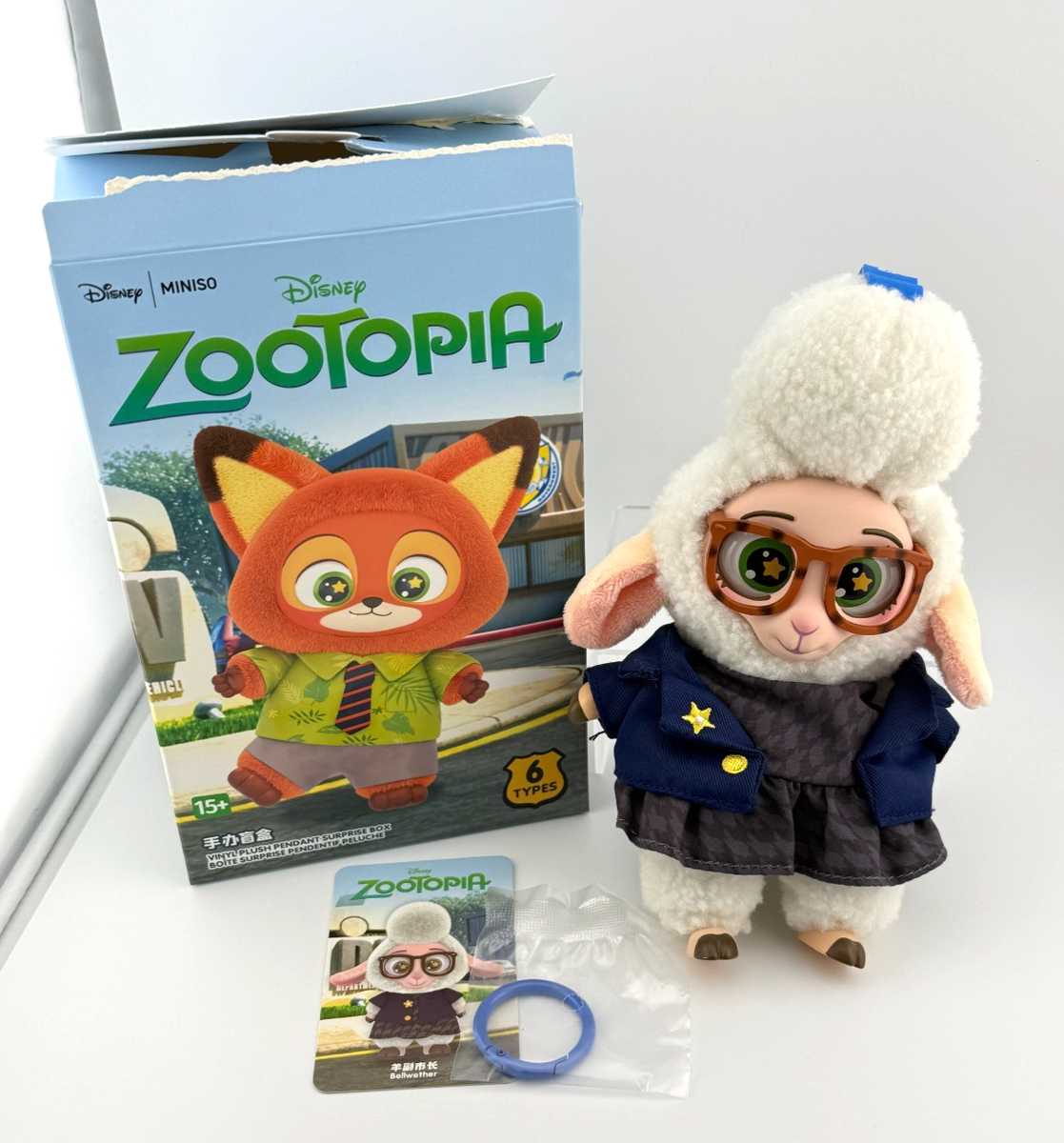 MINISO Zootopia Series Blind Box Bellwether Figure Plush Keychain