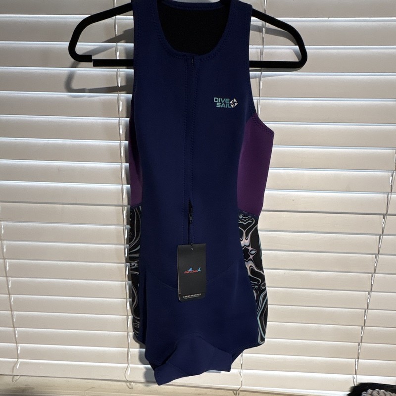 Dive & Sail Neoprene Youth Sleeveless Shorty Wetsuit Blue/Purple Size M