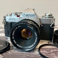 Canon AV-1 SLR 35mm Film Camera w/ Canon Lens FD 50mm F1.8 s.c.! From Japan