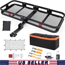 Hitch Mount Cargo Carrier, 500lb Capacity Luggage Holder Rack Fits 2" Receivers