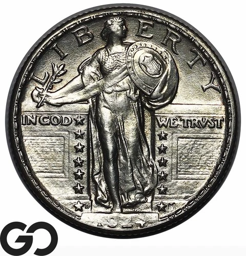 1924-D Standing Liberty Quarter, Nice Gem BU Better Date Denver Mint Issue