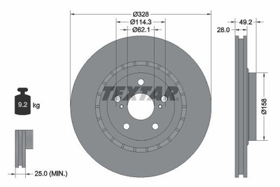 Bremsscheibe Scheibenbremse Textar für Lexus NX RX Toyota 2005-> 92259405
