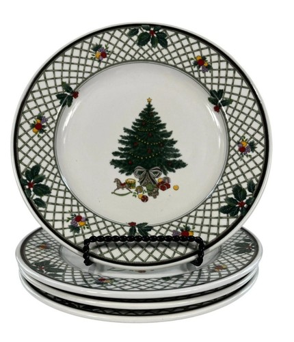 4 Mikasa Heritage CAB08 Christmas Story Salad Plates 8 1/2" Wide (4)