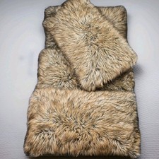 Set Of 4 Ashley Faux Fur Zippered Throw Pillows 26x16in Soft, Fuzzy EUC