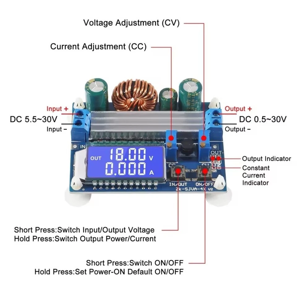 DC-DC Converter 5.5-30V to 0.5-30V 4A 35W Adjustable - Bild 2 von 4