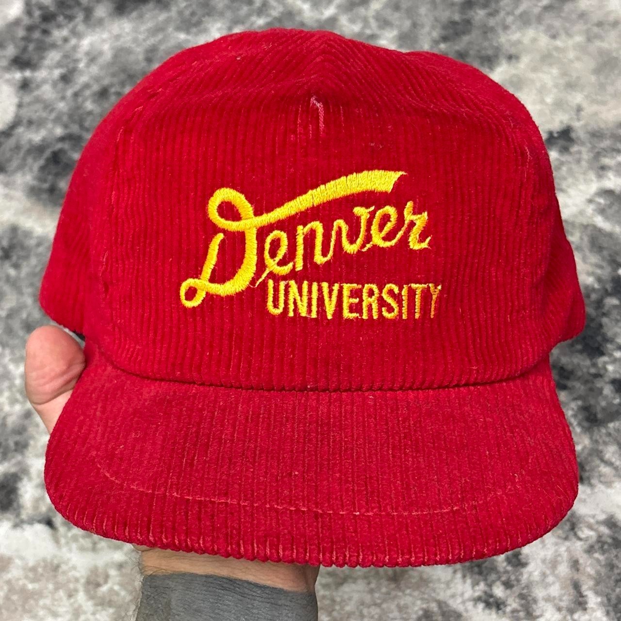 Vintage University of Denver Hat Cap Snapback 90s Corduroy California Headwear