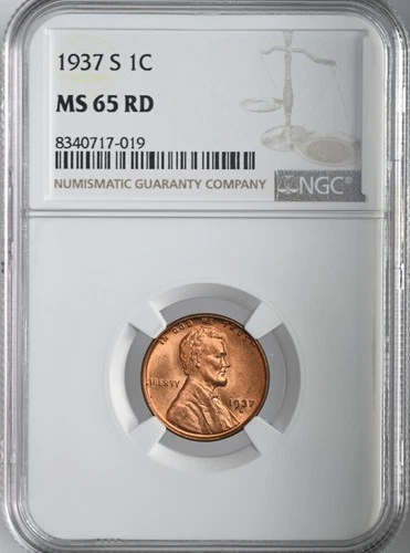 1937-S  1C LINCOLN WHEAT CENT "SAN FRANCISCO MINT" NGC MS65 RD (RED)#8340717-019