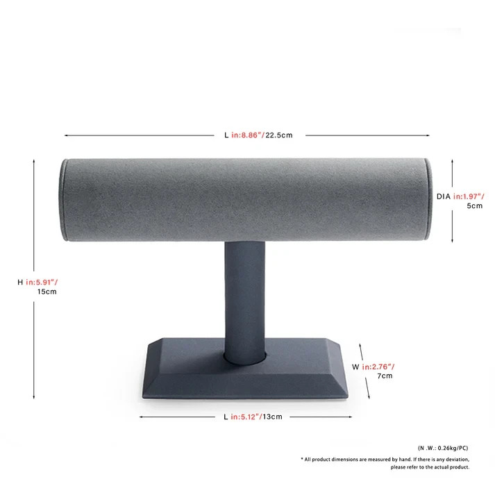 Oirlv/Dark Gray/PU T Bar Watch Bracelet Jewelry Display Stand PU097