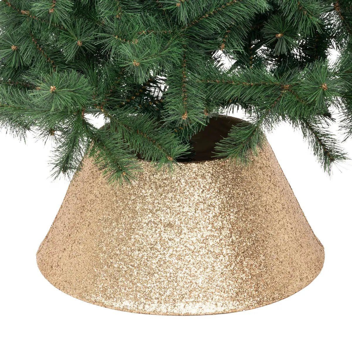 Cache-pied de sapin 56cm or paillettes pour masquer les câbles - 2
