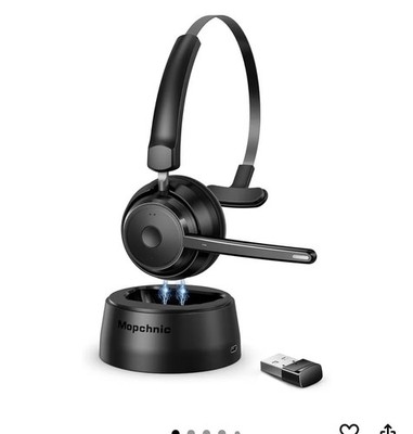 MOPCHNIC BLUETOOTH HEADSET KH113M WIRELESS ON EAR NOISE CANCELING  w/ MIC BLACK