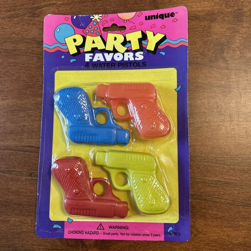 Vintage 1995 Party Favor 4 Water Pistols New In Package Unique Ind. - Picture 2 of 7