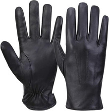 Mens Touchscreen Luxury Nappa Lambskin Leather Gloves Cashmere Lining