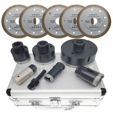12PCS Diamond Core Drilling Bit Set Hole Saw Kit Marble Tiles Cut OFF Wheel Disc