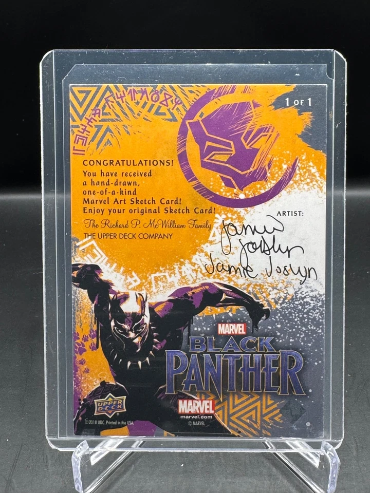 ¡Pantera negra cubierta superior 2018! 1 DE 1! ¡TARJETA DE BOCETO DE ARTISTA! JAMIE JOSLYN! Foto 2 de 2