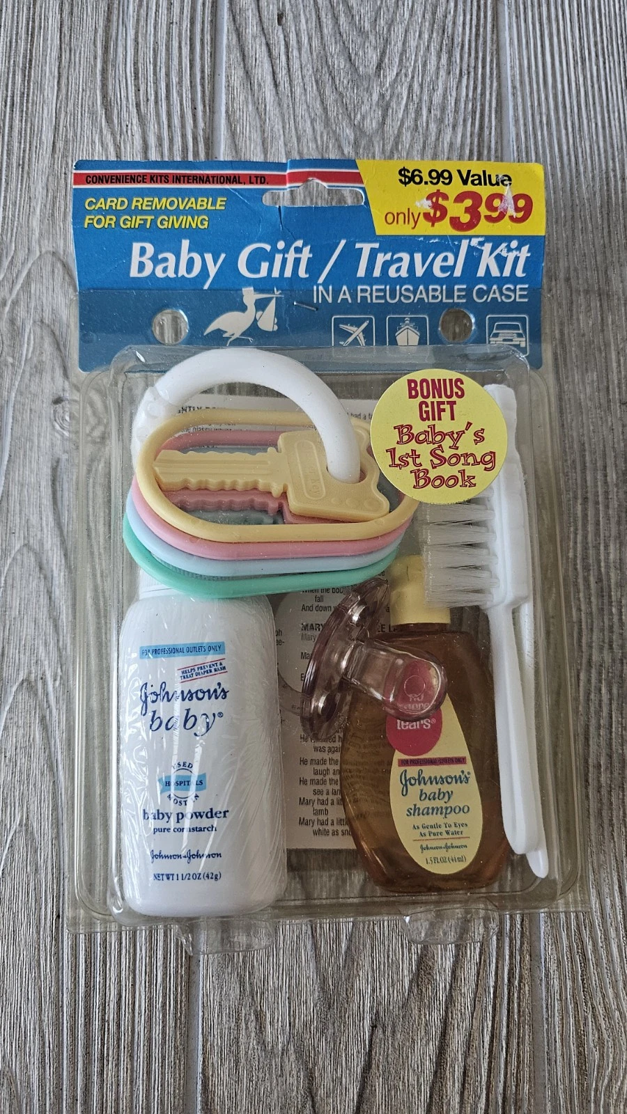 Vintage Johnson Baby Care Travel Kit Powder Binky Soother Keys Toy Bush Comb
Opens in a new window o
