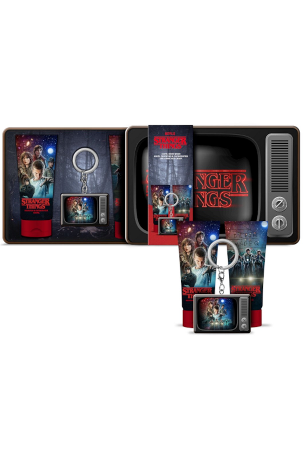 Stranger Things Set Regalo Champú y Acondicionador 100ml Lavado 100ml Llavero