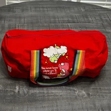 VINTAGE 80s Care Bears DUFFLE BAG Peters Bag Corp/American Greetings 16" Red Zip