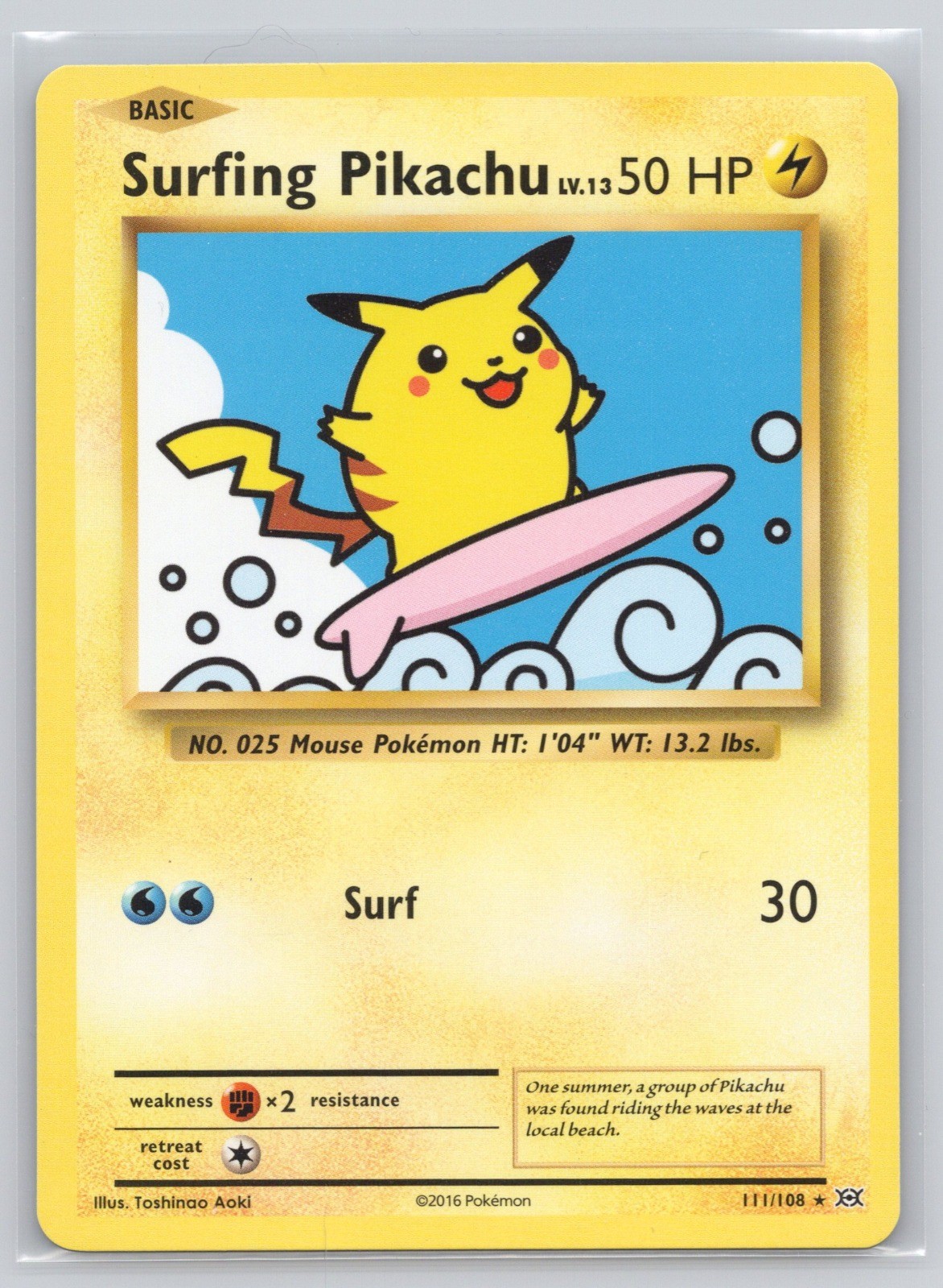 Surfing Pikachu Secret Rare XY - Evolutions 111/108 NM
